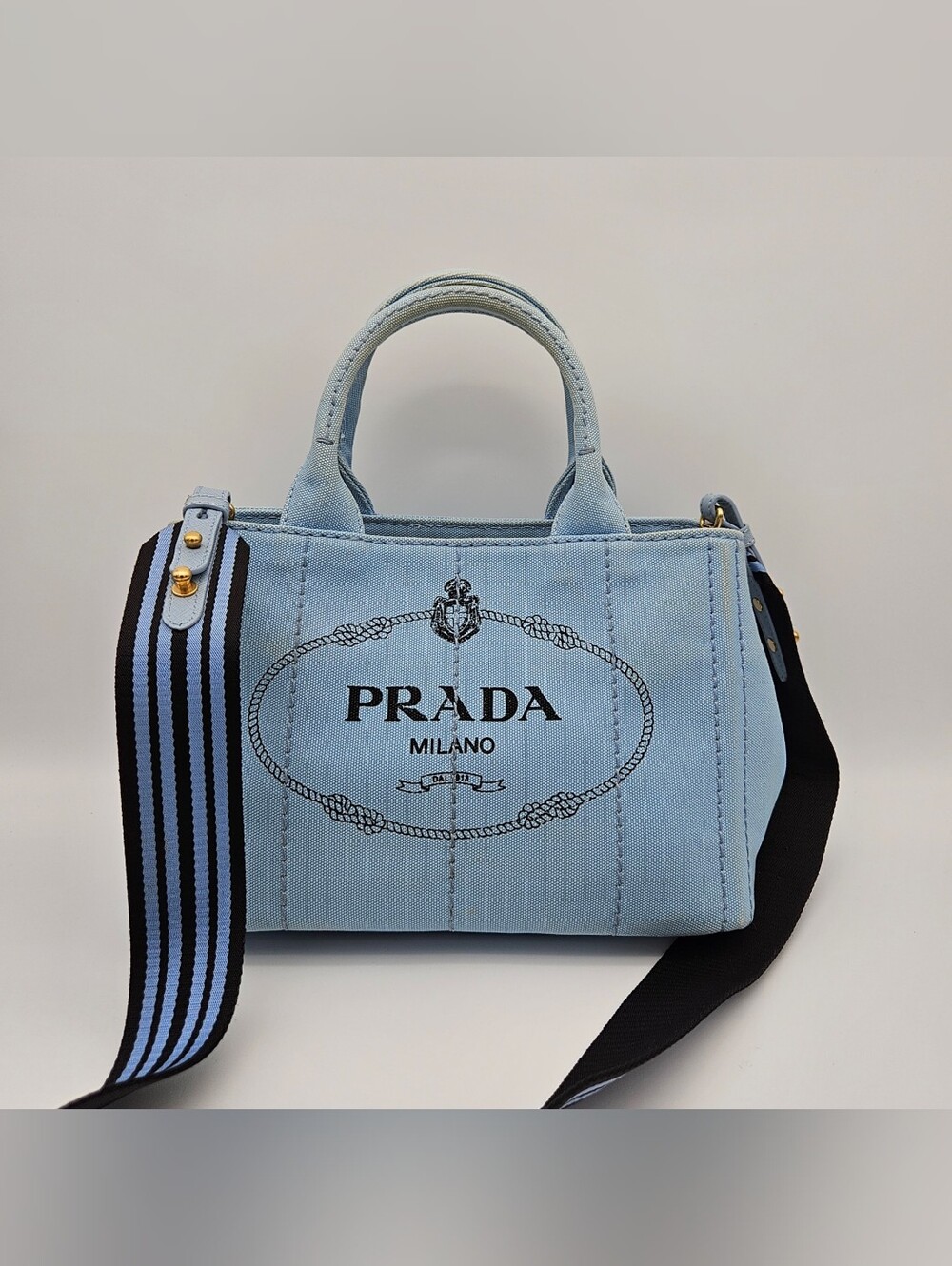 Authentic Prada Canapa Blue #4442M